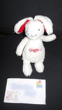 doudou peluche lapin blanc rouge GUIGOZ 19cm