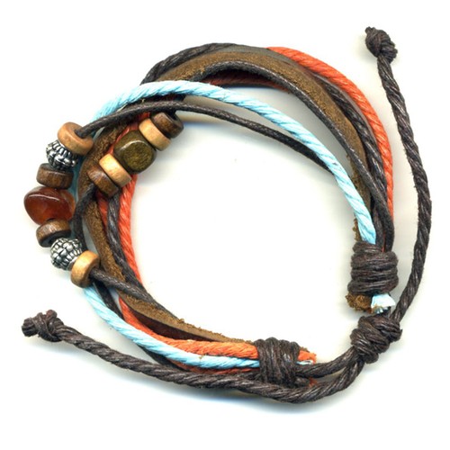 Bracelet cuir ethnique - bracelet,