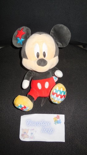 Doudou peluche mickey gris - doudou,