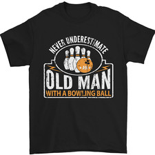 Vieux Homme Avec Boule de Bowling 10 Broche T-Shirt 100% Coton