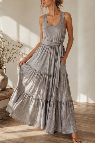 Silver metallic shimmer maxi - metallic,