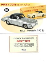 DINKY TOYS Fiche + Certificat MERCEDES 190 SL Dinky Toys 526 Atlas
