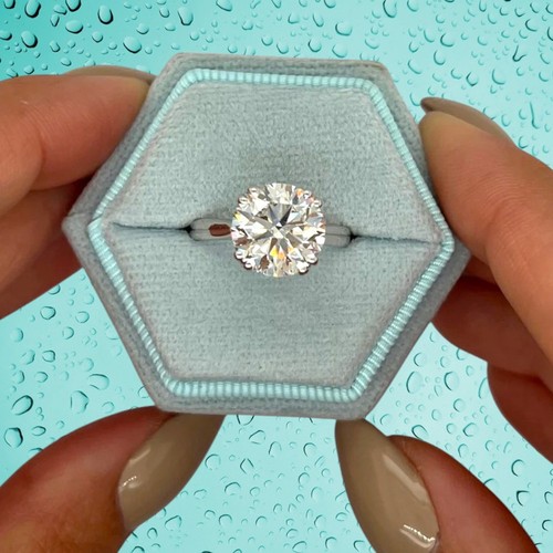 Bague solitaire diamant - , rond