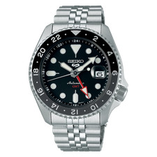 Seiko 5 Sports 42,5 Mm Gmt Ssk001K1 Acier Lunette Grise Noire Cadran Noir