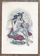 Rare gravure érotique signée à l'encre de Genia MINACHE(1907-1972),Kama Sûtra.