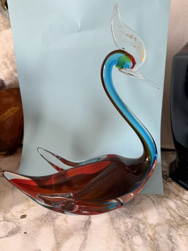 Sculpture cygne verre coloré
