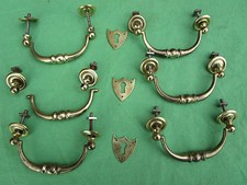 6 poignées 3 entrées serrure laiton occasion meuble tiroirs commode large 8,8 cm