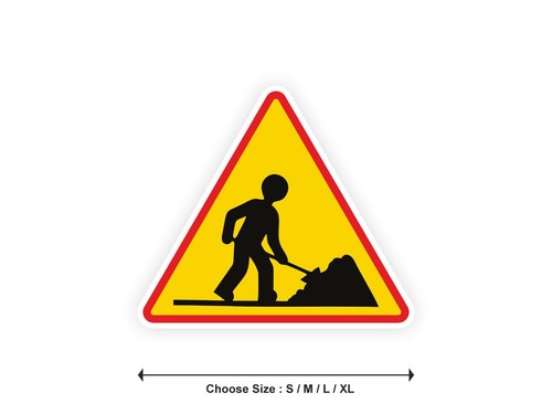 Sticker panneau danger travaux - danger,