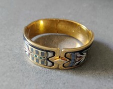 Bracelet Michaela Frey - Wien Austria - Modèle Lotus - Emaux Vert, Plaqué Or