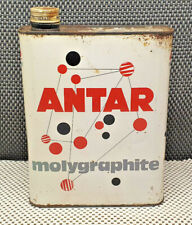Ancien Bidon Huile Vide 2 Litres 20W40 Antar Molygraphite Rouge et Gris