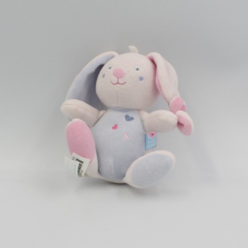 Doudou lapin blanc rose bleu