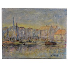 Peinture marine vieux port de