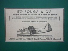 1951-1953 PUB FOUGA ET CIE AIRE SUR ADOUR BIMOTEUR CM.100 CASTEL MAUBOUSSIN AD