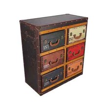 Commode Style Vintage Meuble À 6 Tiroirs Colorés Avec Poignées Et Nombres