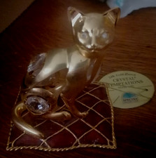 CHAT sur un coussin Yeux & 4 Cabochons taillés CRISTAL fb SWAROVSKI CRYSTAL 1990