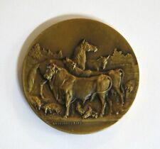 Ad RIVET, belle médaille en bronze, animaux, boeuf, cheval, âne, Adolphe Rivet .