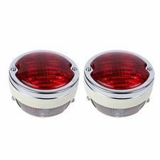 Feu Arrière Set Blanc Corps Chrome Anneau Lentille Rouge pour Mf Tracteur Dodge