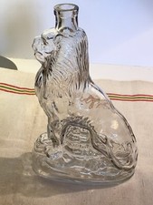 LION ANCIENNE BOUTEILLE VERRE MOULÉ DECOR AU LION INSPIRATION LEGRAS CARAFE