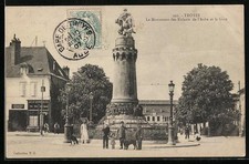 CPA Troyes, Le Monument des Enfants de l´Aube et la Gare 1907 