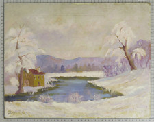 Paysage Enneigé Vieux tableau