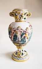 Ancien vase en porcelaine de style amphore Capodimonte d'Italie - ⬆️ 28,5 cm