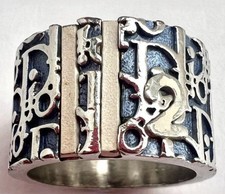 Bague vintage Christian Dior trotteur couleur bleu argent taille 7 authentique