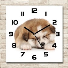 Tulup Horloge Murale En Verre 30x30 - Chiot Akita