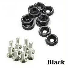 10 Pièces Vis M6 X 20 Mm + 10 Rondelles Aluminium Svasées Couleur Noir Moto Auto