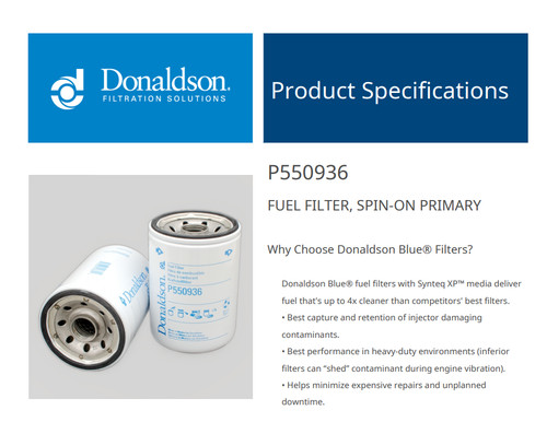 Donaldson p550936 fuel - donaldson,