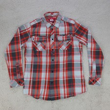 Quiksilver Chemise Homme M Rouge Carreaux Manches Longues Épaisse Coton Boutons