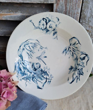 ANCIENNE  ASSIETTE CREUSE TERRE DE FER HB&cie DECOR PAPILLON LIBELLULE  FLEURS