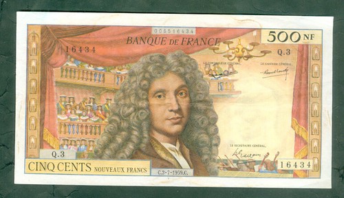 Rare billet 500nf - 500nf, moliÈre