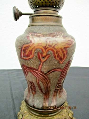 Lampe petrole pate verre - , decor