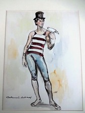 BERTHOMME ST-ANDRE - "LE MAGICIEN" GRANDE AQUARELLE SOUS PASSE-PARTOUT - 1960