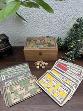 Ancien Coffret en Bois de Jeu du Loto du Début du 20ème Siècle - Marque JJF