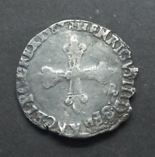 *1350* !TRES RARE!  1/8e  HENRI III  1583  9 RENNES  ARGENT   R5