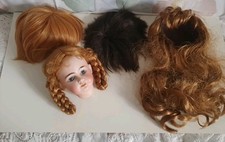 Lot 4 PERRUQUES  en CHEVEUX sententique POUPÉE ANCIENNE