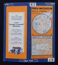 Carte MICHELIN 67 NANTES POITIERS 1923 Guide Bibendum pneu tyre map