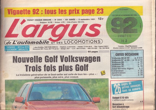Argus 3265 nouvelle vw - l'argus,