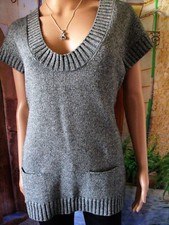 Tunique SOFT GREY en maille grise laine/coton Taille 36 Neuve
