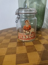 Pot ancien, Pot d'épicerie en verre étiquette publicitaire BOUILLON VIANDOX 