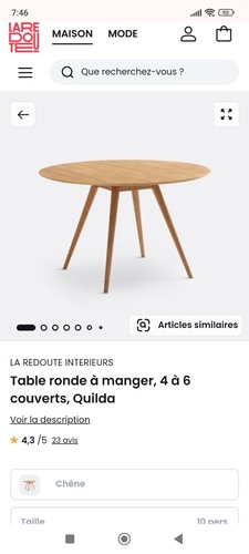 Table salon ronde redoute - ronde, la
