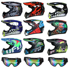 Casque de moto cross et bmx pour enfants et adultes - avec lunettes et gants