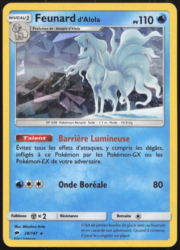 Carte pokémon feunard alola - carte, d'alola