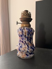 ANCIENNE LAMPE A PETROLE VERRE DE CLICHY lampe à huile pigeon