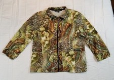 TONI MORGAN JACKET BEAUTIFUL CLEAR SEQUINED Watercolor Animal Print Zip Sz Large