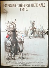 AFFICHE - Francisque POULBOT - "EMPRUNT de la Défense Nationale, 1915".