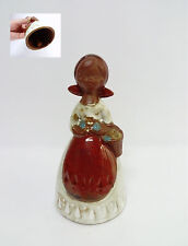 Cloche De Céramique Antique Japonais Fille Avec Fleurs Cuite C.1950s Vintage