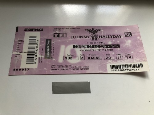 Johnny hallyday billet ticket - johnny,
