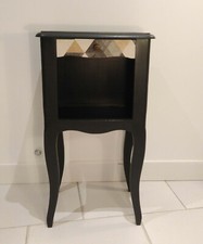 Ancien chevet table de nuit style baroque Louis XV revisité noir